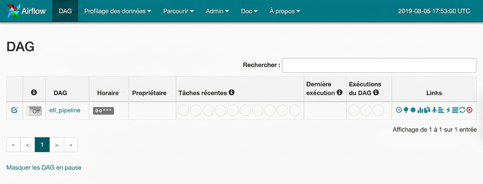 Capture d'écran de l'interface Airflow