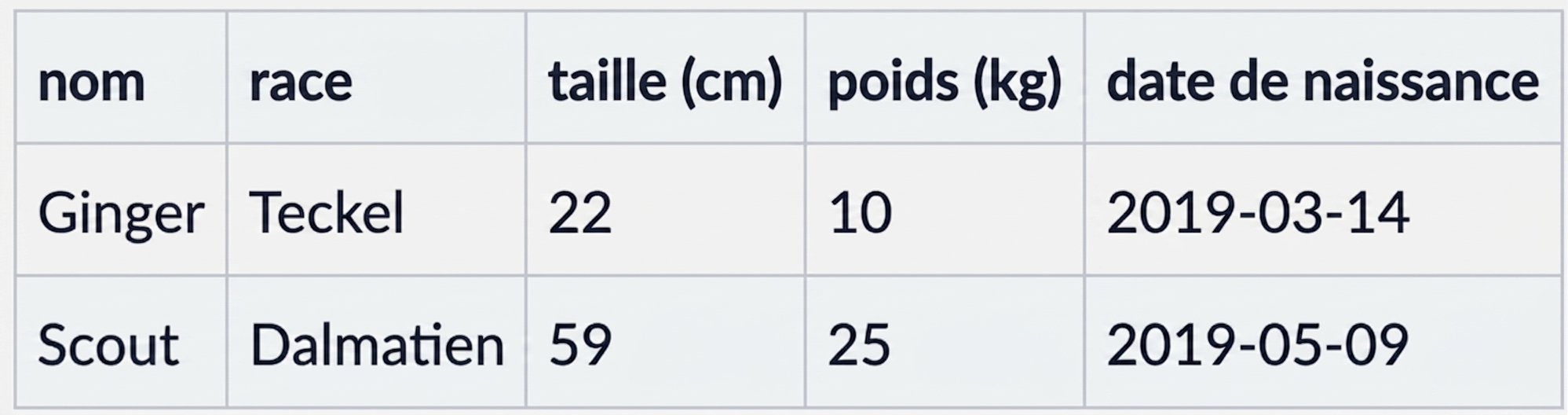L'ensemble de données contenant deux nouveaux chiens