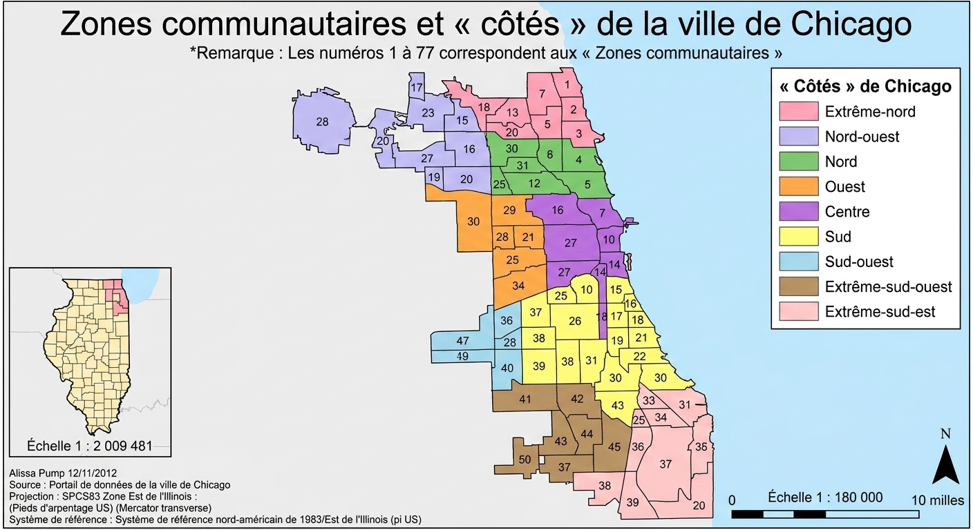 Carte des quartiers de Chicago