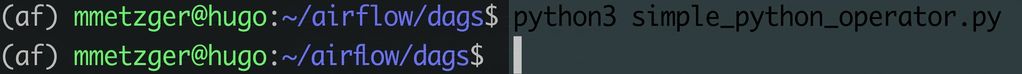 Terminal revenant à l'invite après l'exécution d'un fichier Dag avec python3 et sans erreur