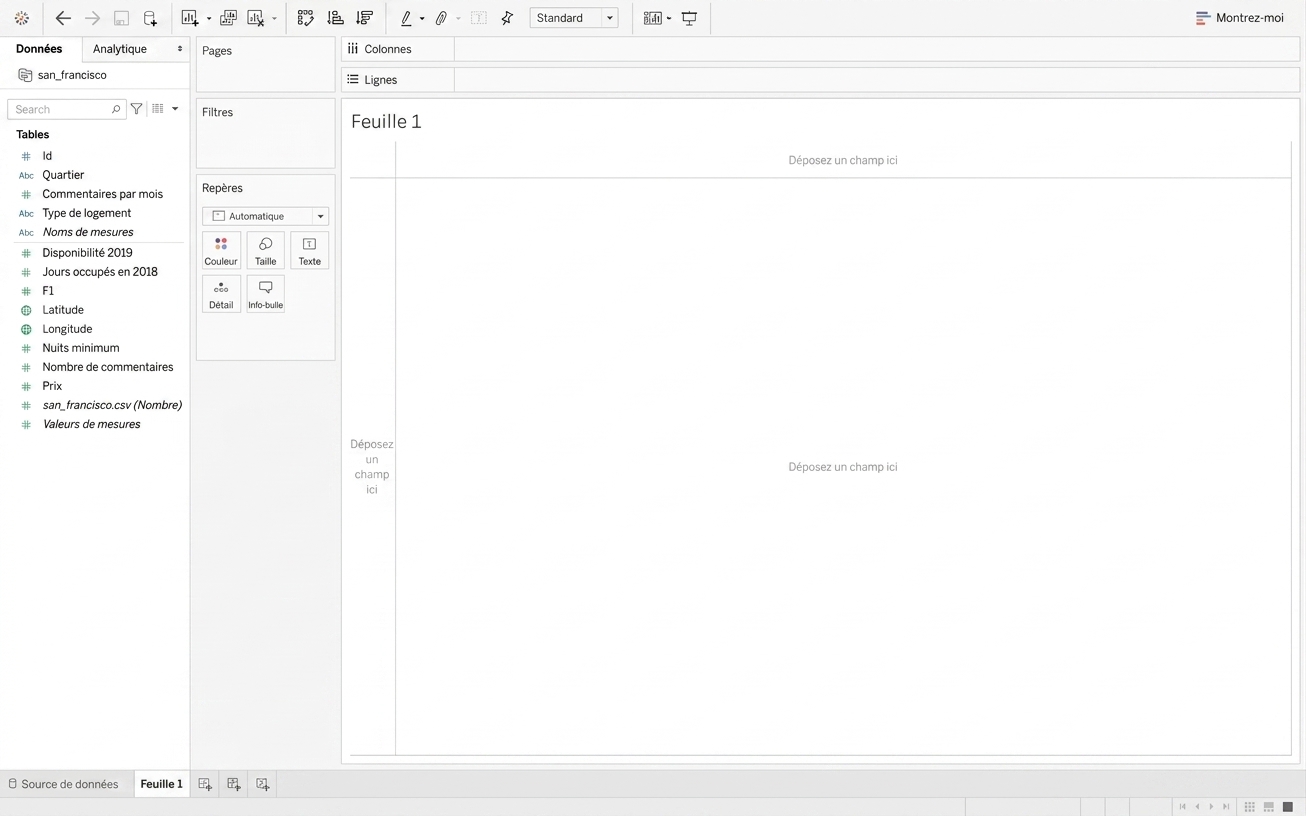 Interface de Tableau
