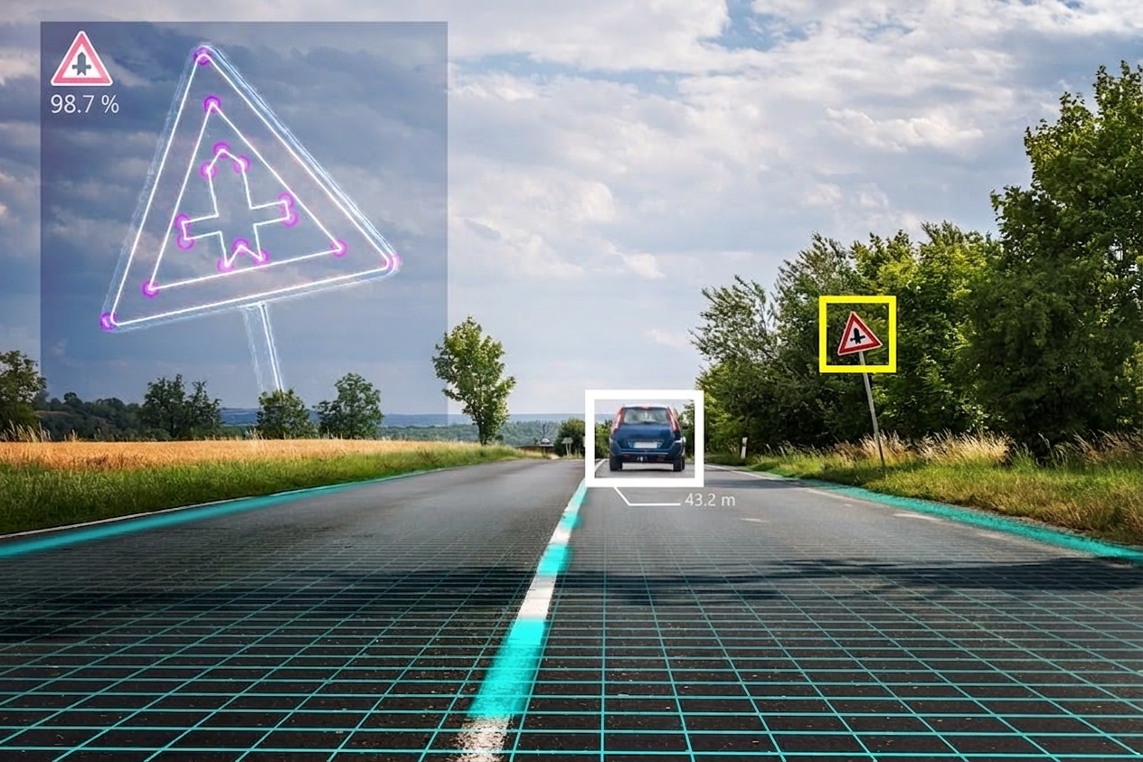 Exemple de reconnaissance d'images pour une voiture autonome
