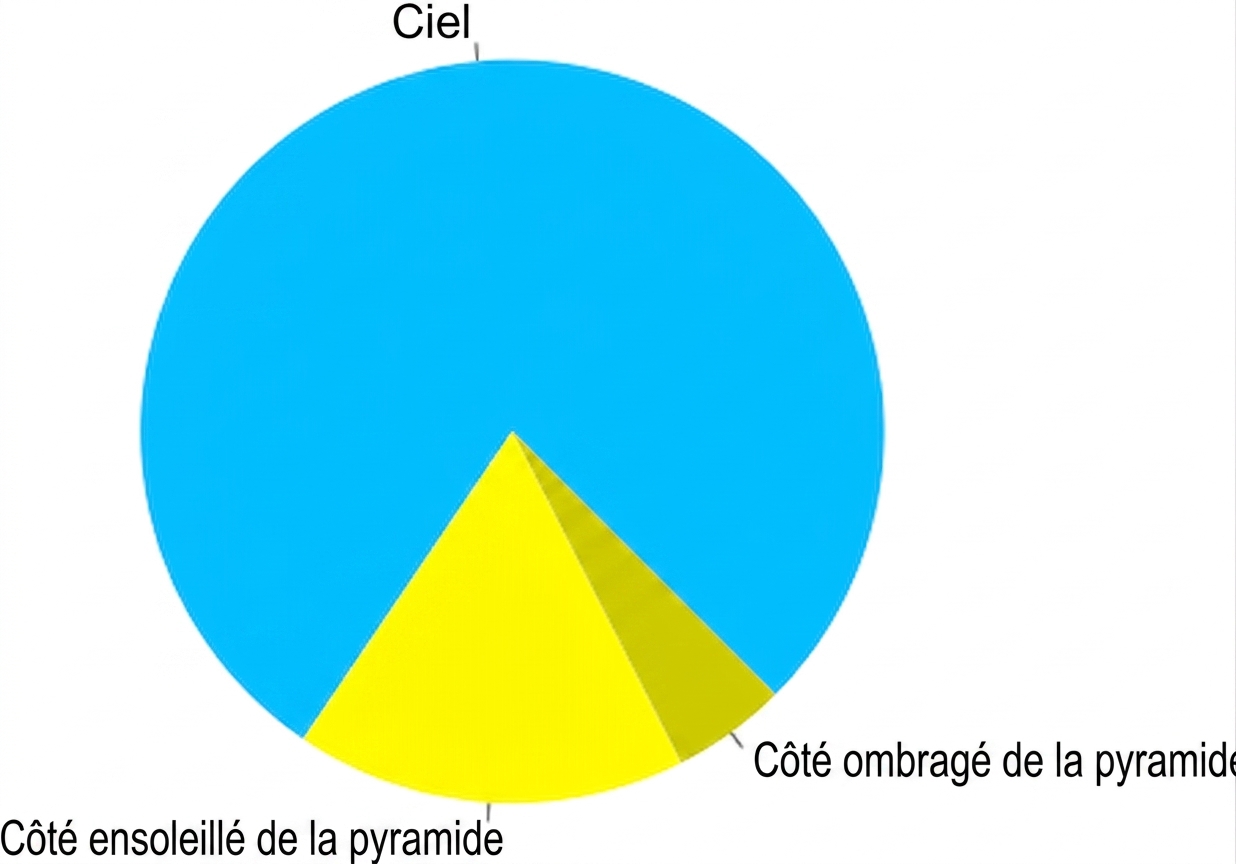Diagramme circulaire montrant une pyramide et le ciel