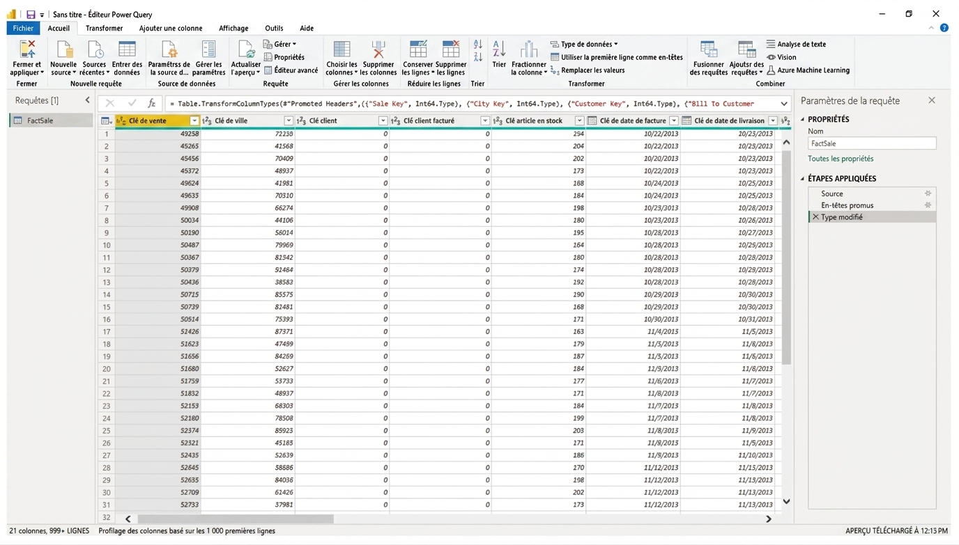Éditeur Power Query