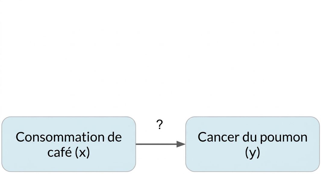 Consommation de café (x) pointant vers cancer du poumon (y)