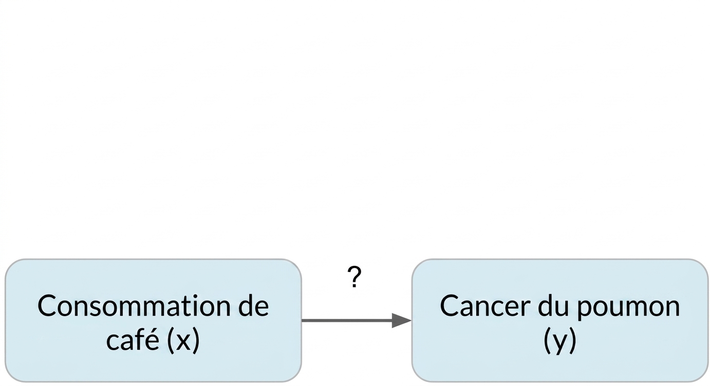Consommation de café (x) pointant vers cancer du poumon (y)