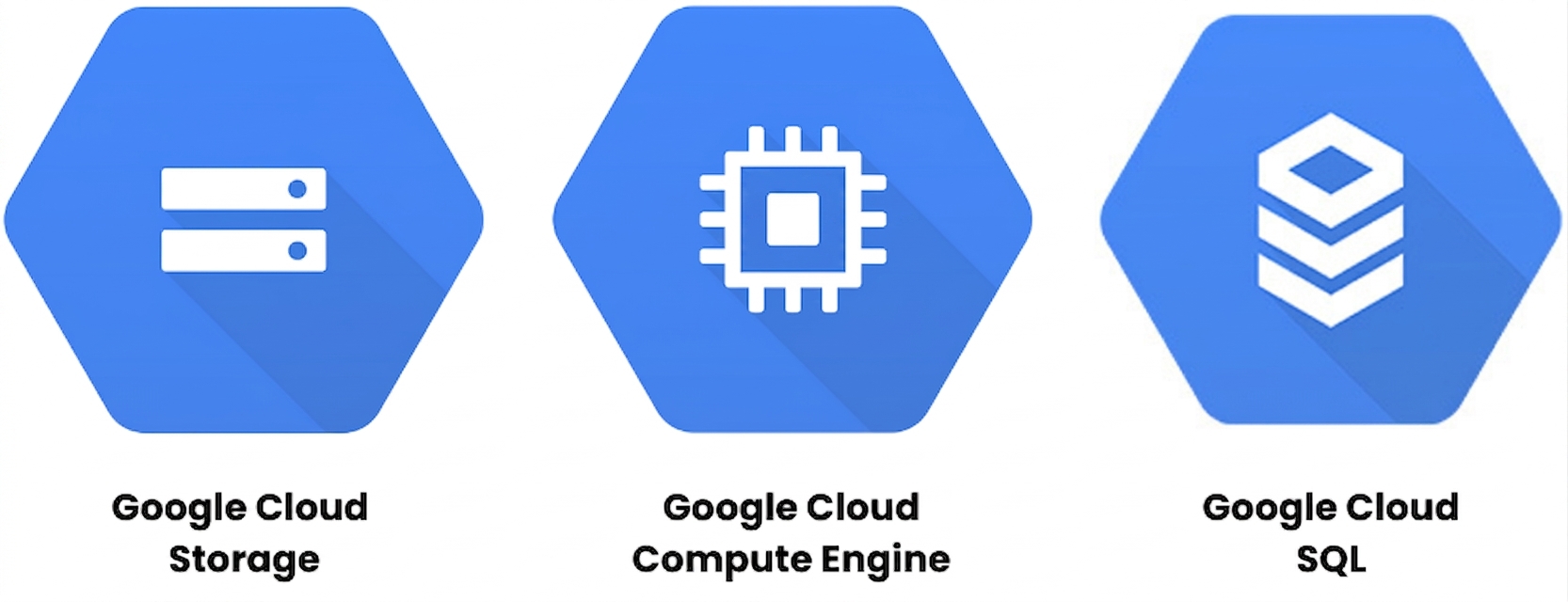 Trois logos de services Google Cloud