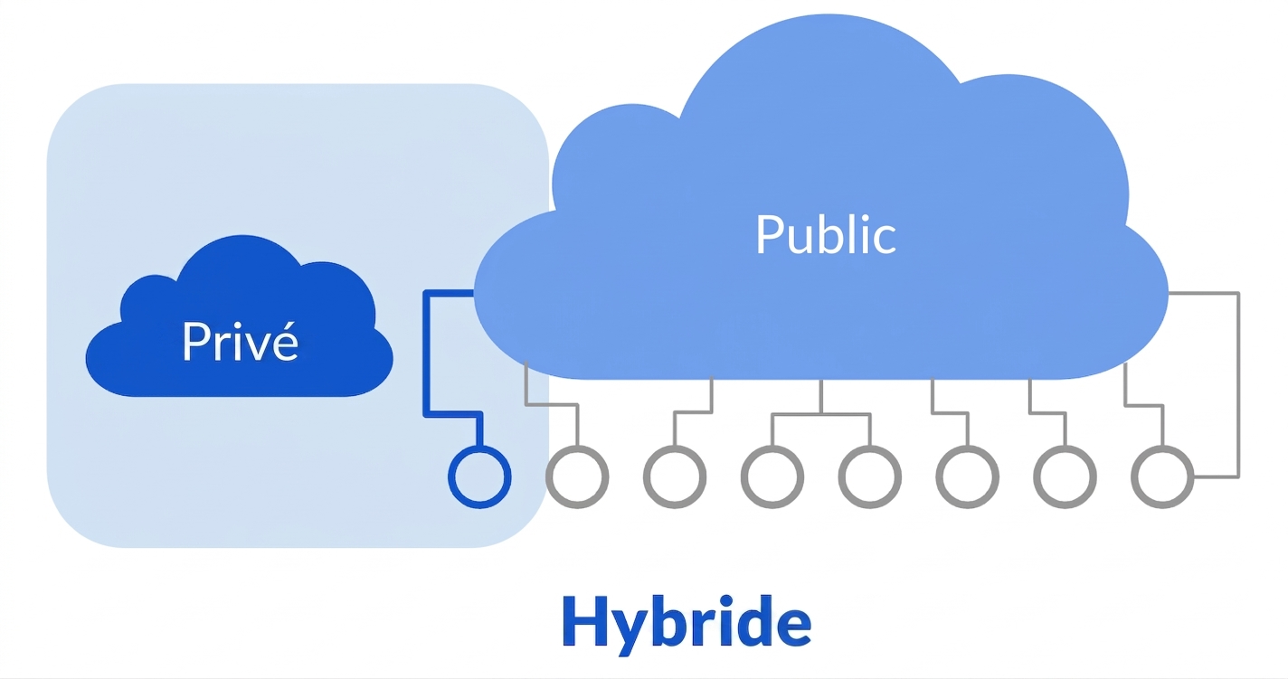 Icône de nuage hybride