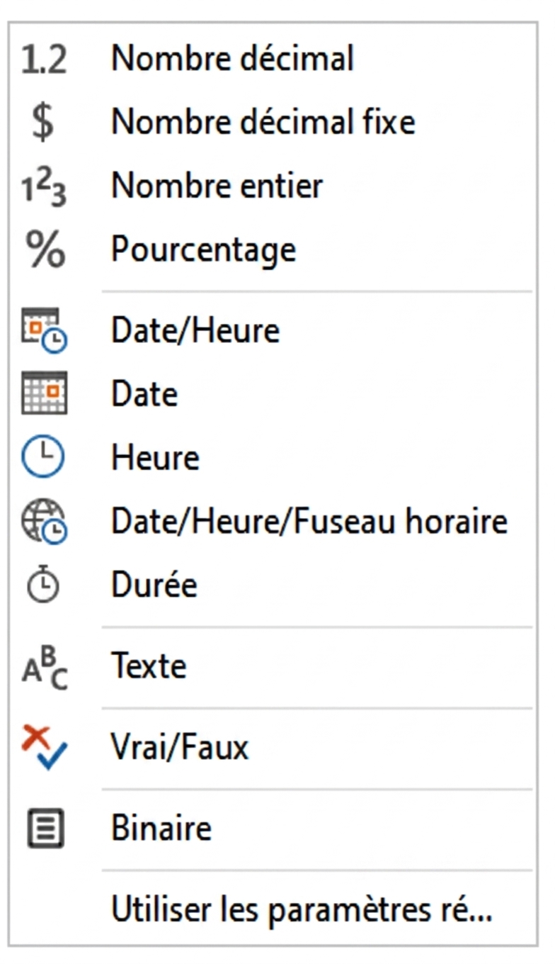 Types de données dans Power BI
