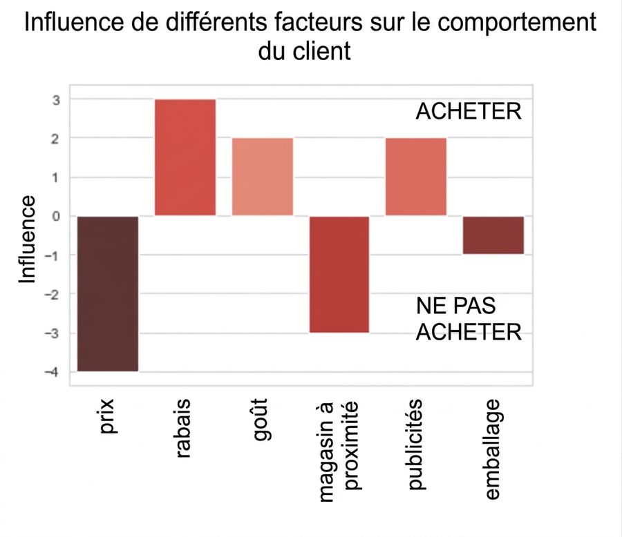 Histogrammes montrant l'importance négative et positive de certaines variables