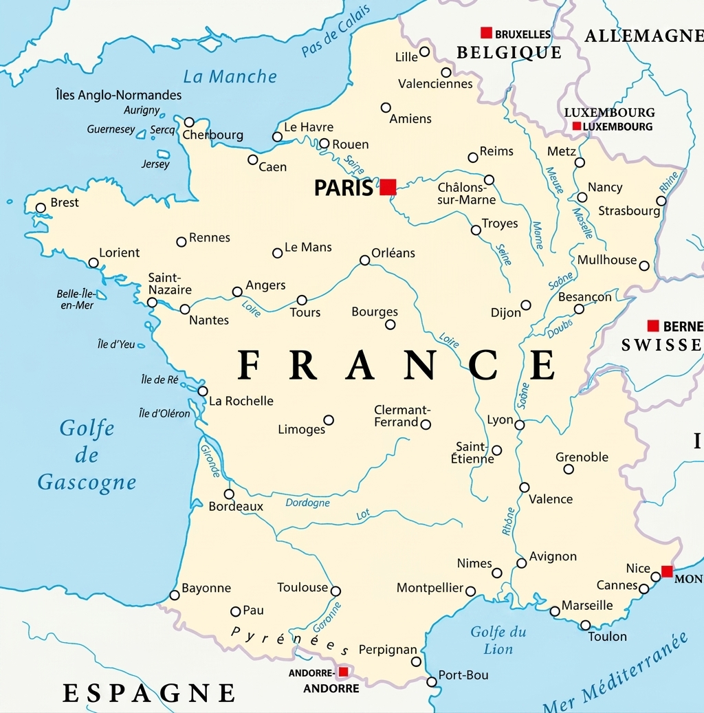 Une carte de la France.