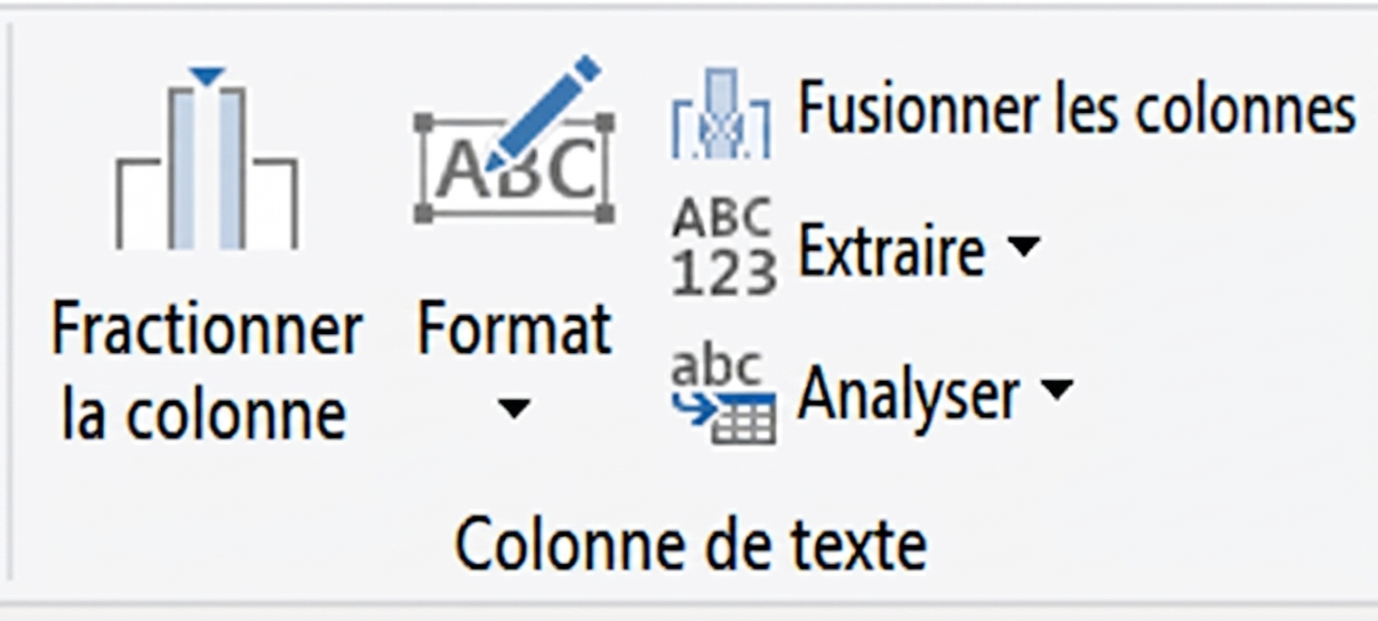 Capture d'écran de l'interface Power Query montrant les options de transformation de texte