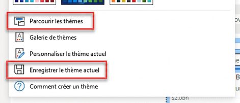 Options d'importation et d'exportation pour les thèmes personnalisés.
