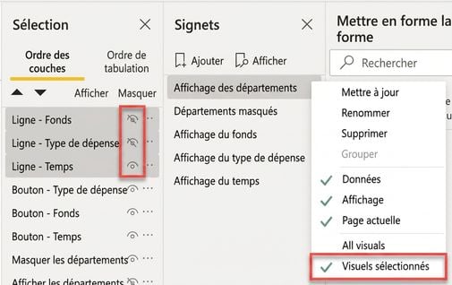 Sélection de visuels à contrôler par un signet