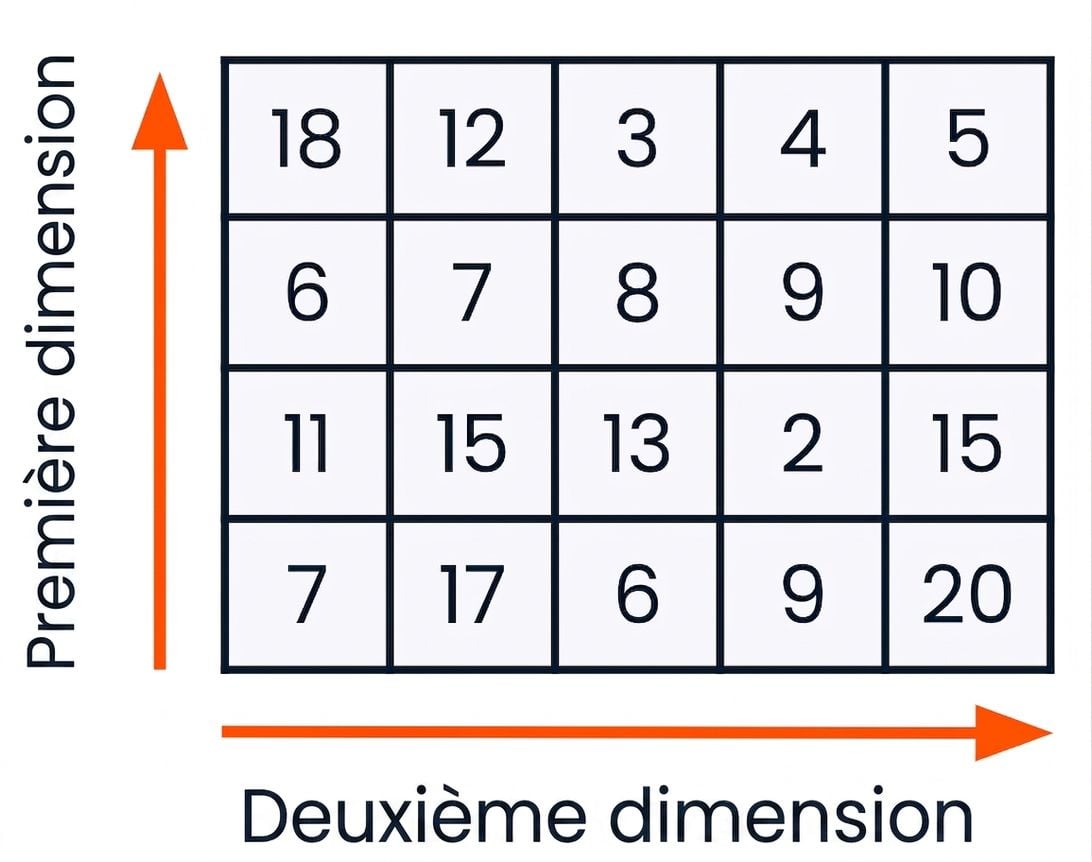 Tableau 2D avec étiquettes de rangées et de colonnes