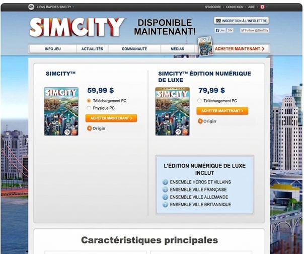 Page SimCity sans bannière