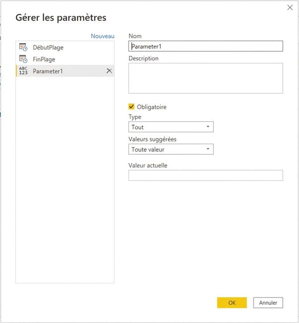 Configuration des paramètres