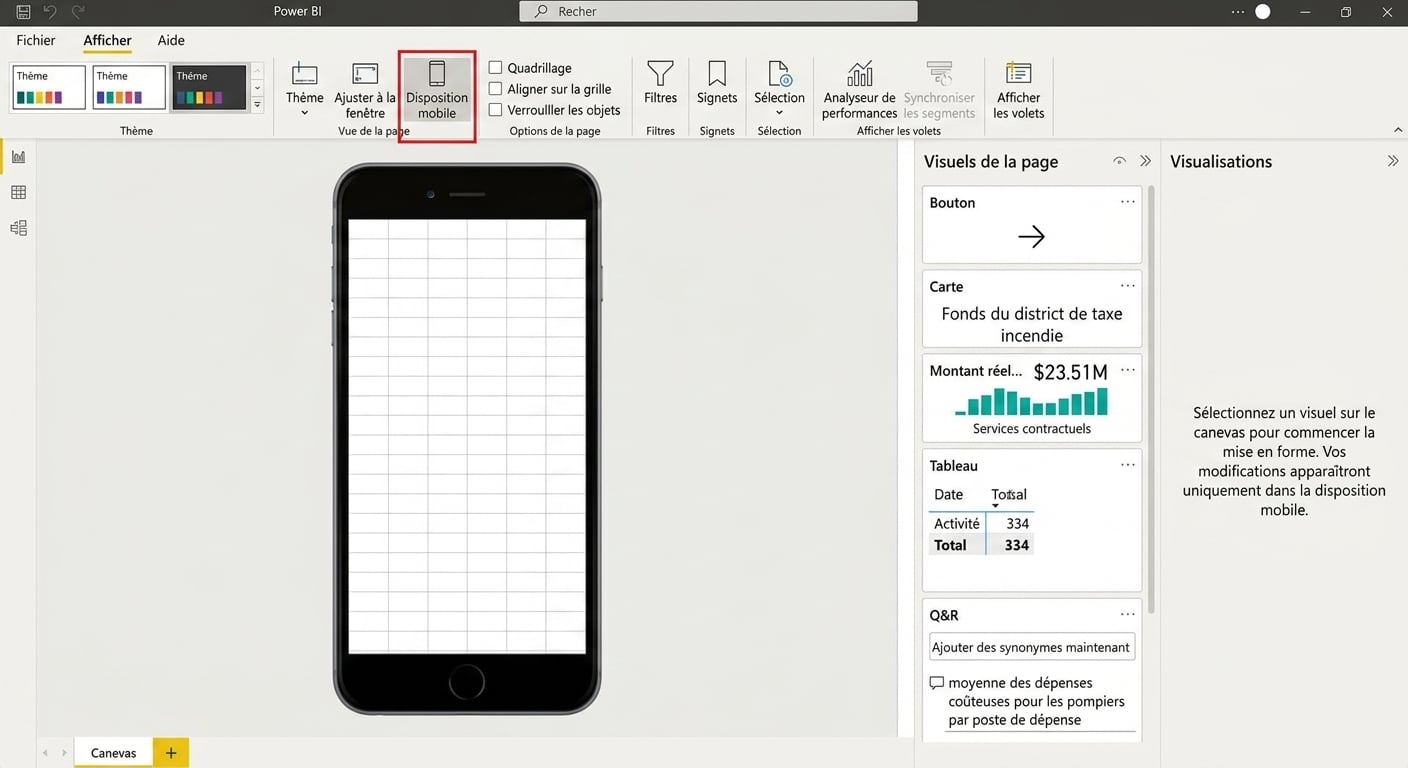 La disposition mobile dans Power BI Desktop