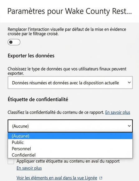 Ajout d'une étiquette de confidentialité à un rapport.