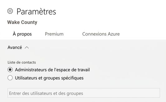 Ensemble de personnes-ressources pour un espace de travail Power BI
