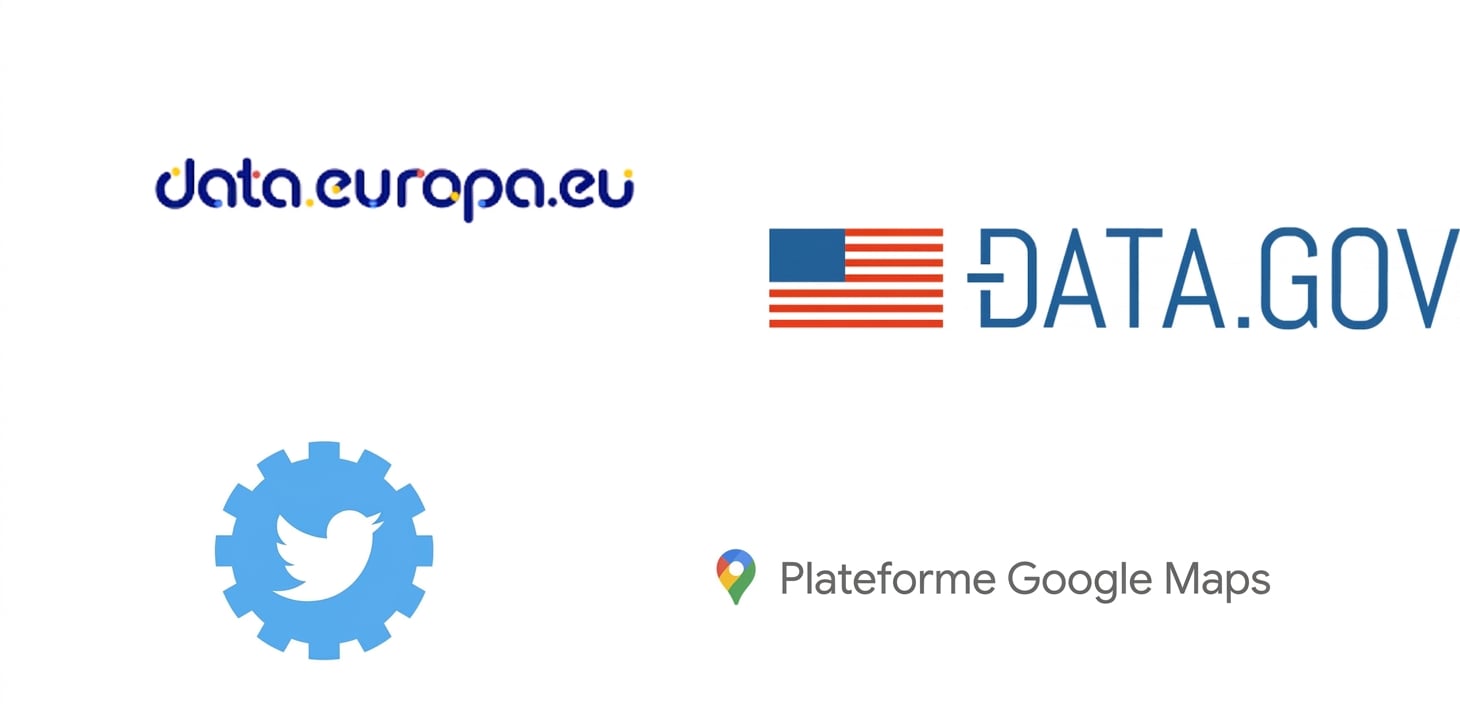 Logos des portails de données ouvertes UE/É.-U. et de certaines API