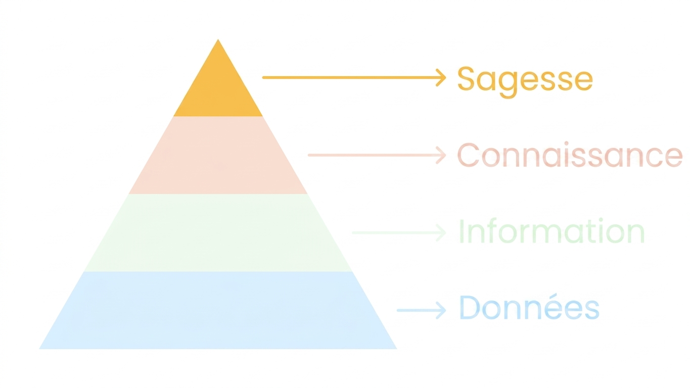 Pyramide DIKW avec sagesse en surbrillance
