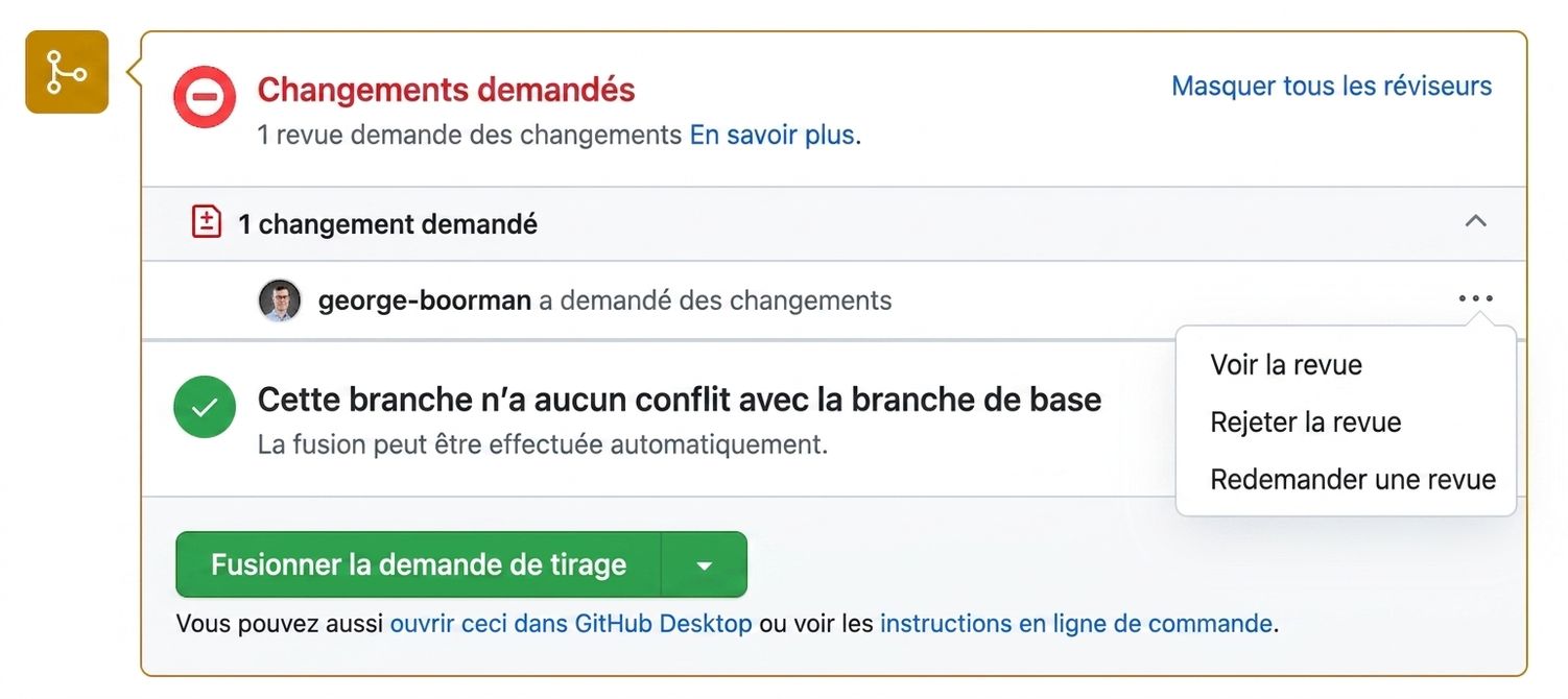Vue du collaborateur pour redemander une révision.