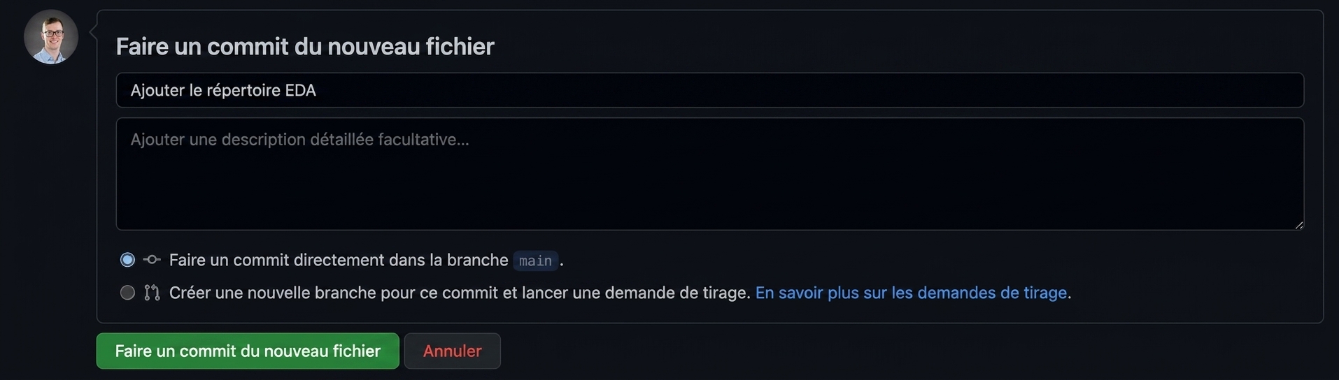 validation d'un nouveau répertoire