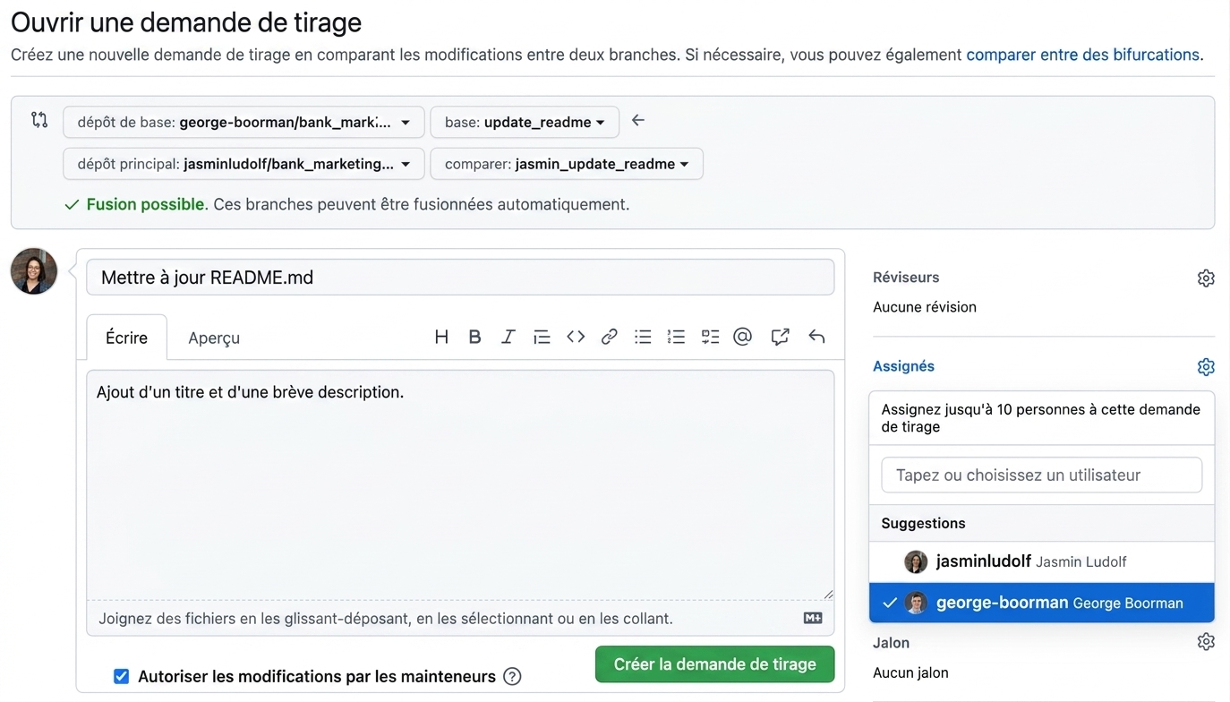 Vue pour attribuer une demande de tirage