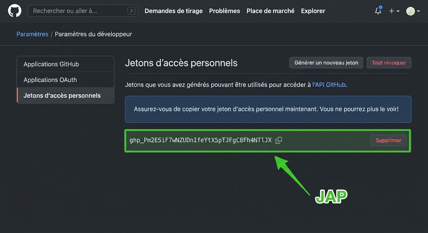 PAT mis en évidence comme un mélange de lettres et de chiffres, que l'on peut copier