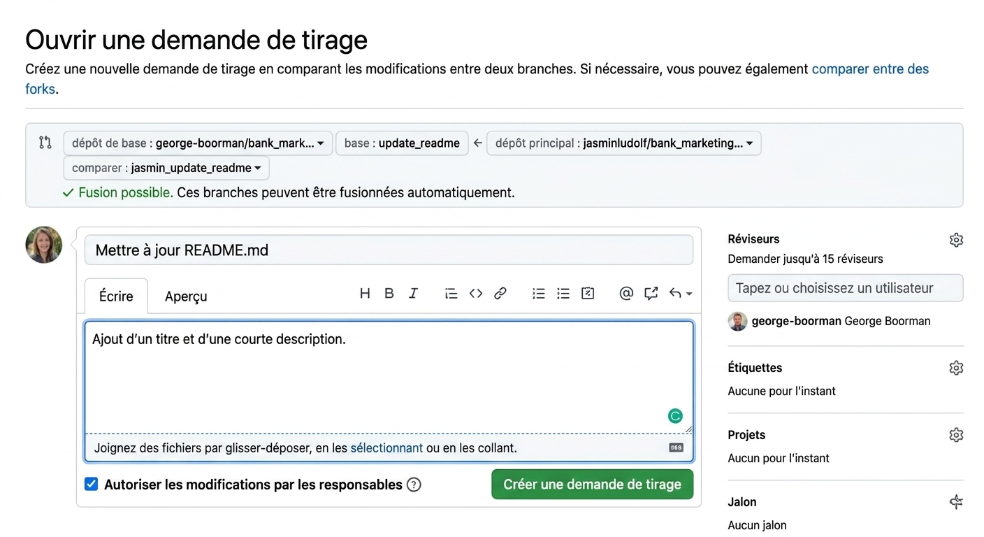 Affichage d'une demande de tirage avec la section des réviseurs visible