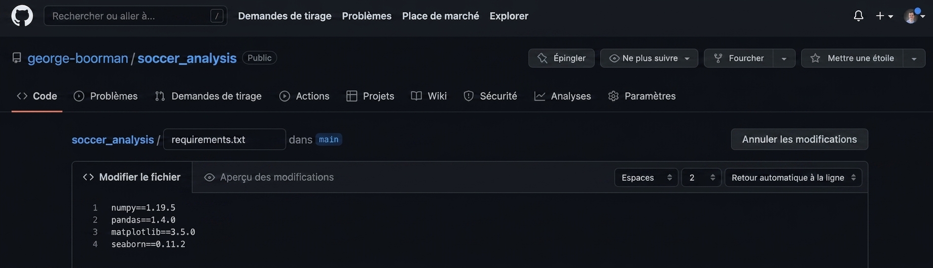 ajouter le forfait seaborn et sa version à requirements-dot-txt