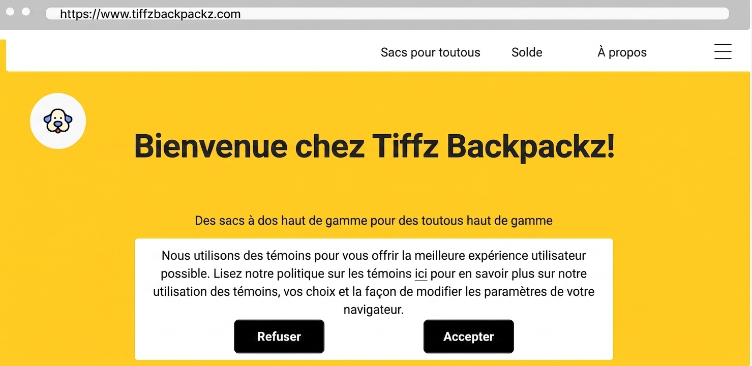 Page Web de Tiffz Backpackz