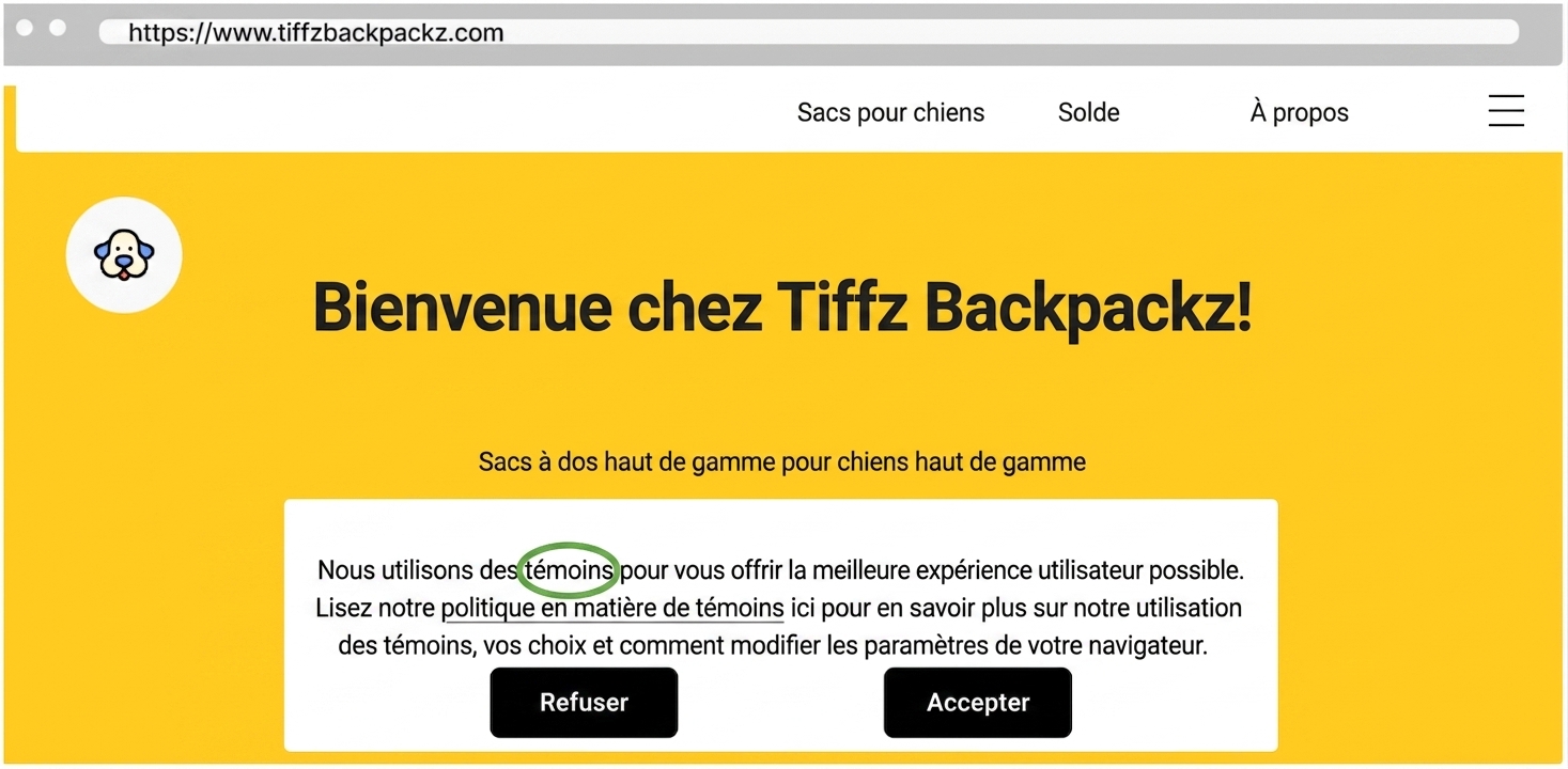 Témoins de Tiffz Backpackz sur la page d'accueil