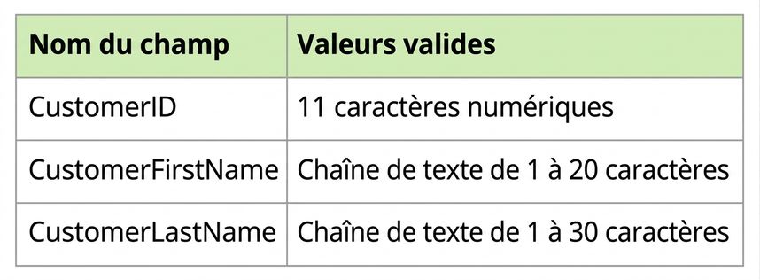 exemples de profil de données