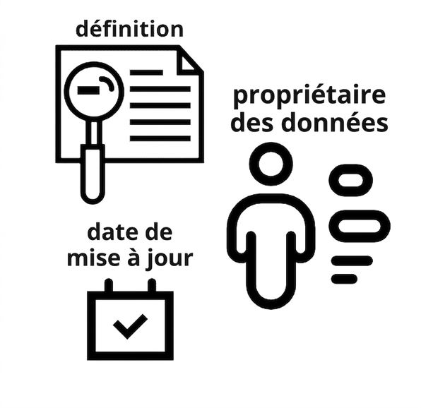 exemples : définition, propriétaire, date de mise à jour des métadonnées
