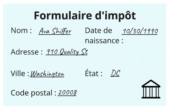formulaire fiscal utilisé pour la comparaison d'exactitude