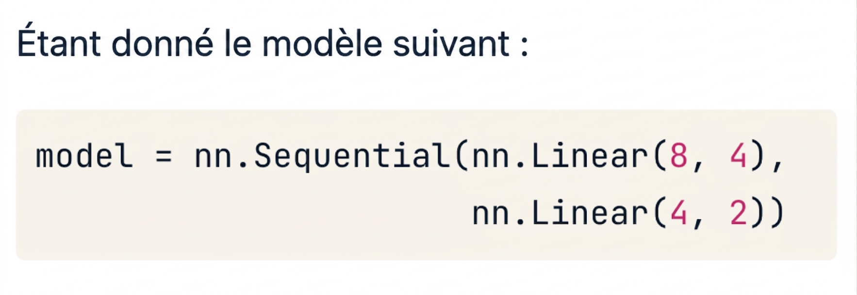 Bloc de code pour un réseau à deux couches