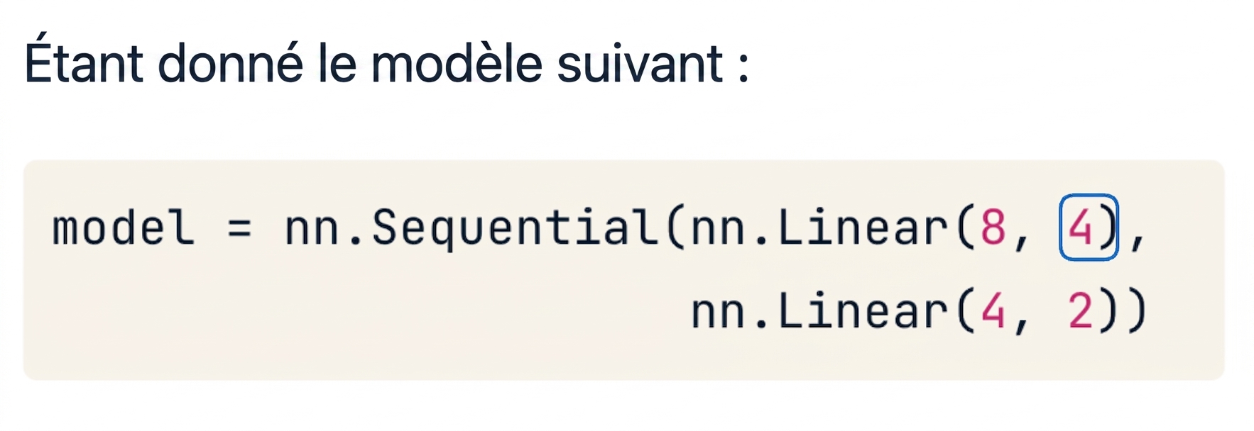 Bloc de code pour un réseau à deux couches