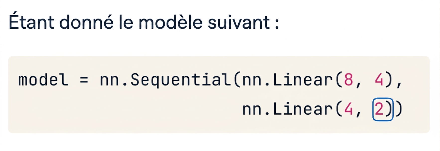 Bloc de code pour un réseau à deux couches