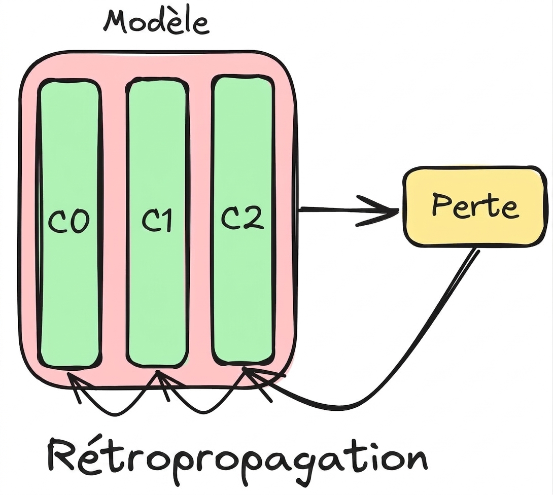 Schéma de la rétropropagation