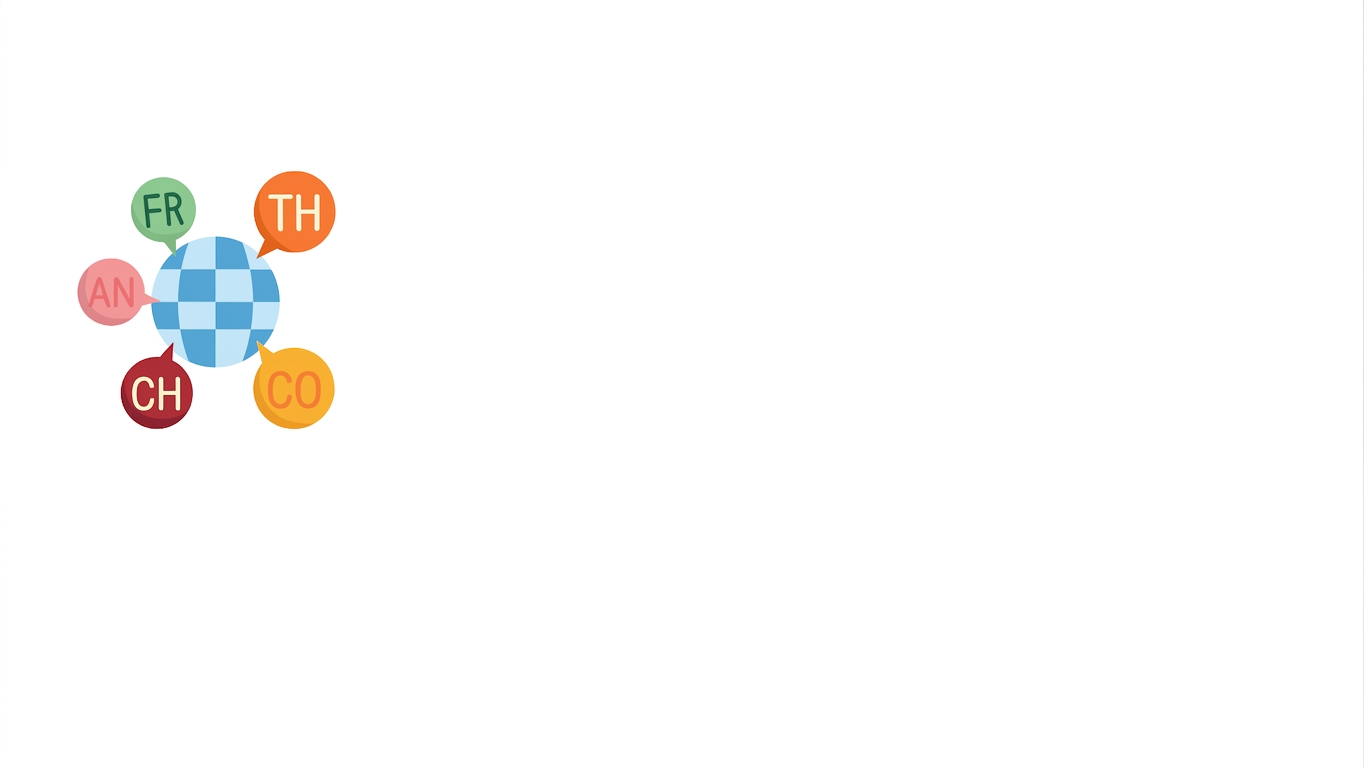 Illustration montrant plusieurs langues autour d'un globe
