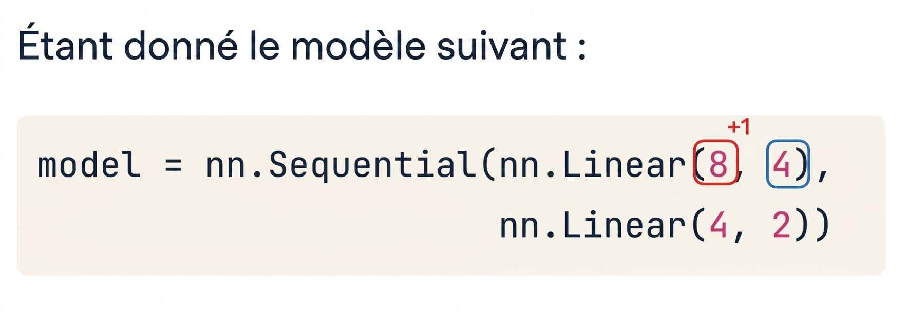 Bloc de code pour un réseau à deux couches