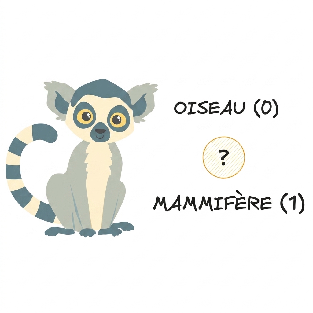 Un lémurien avec les options « bird » et mammifère
