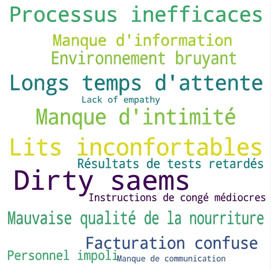 Nuage de mots des plaintes des patients