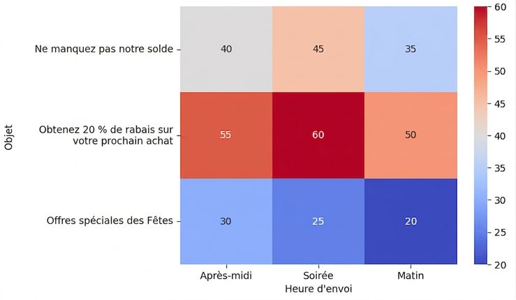 Carte thermique comparant les taux d'ouverture