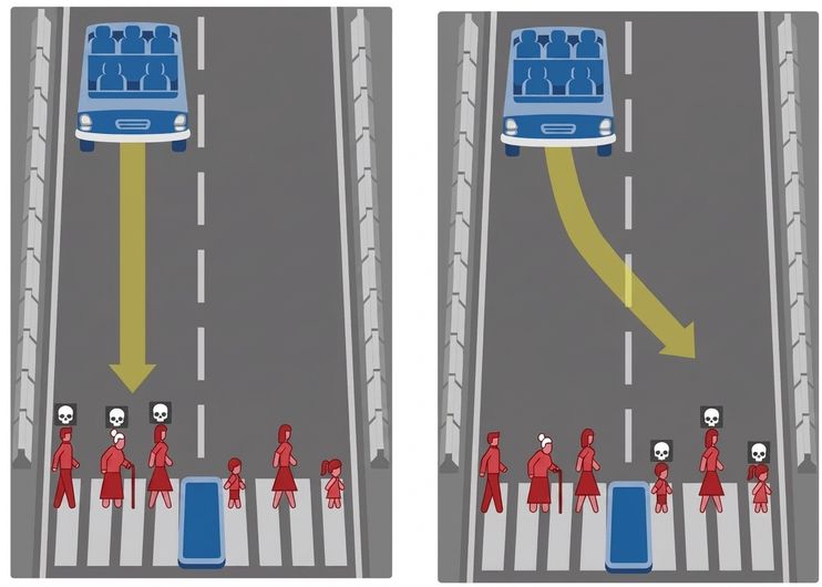 Illustration d'un dilemme éthique pour une voiture autonome