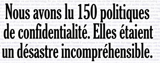 Capture d'écran d'une étude du NYT sur l'incompréhensibilité des politiques de confidentialité.