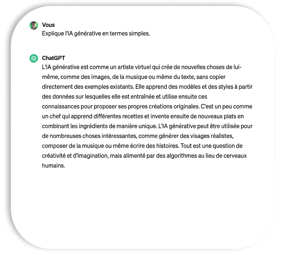 Réponse de ChatGPT contenant peu de jargon et de détails techniques.