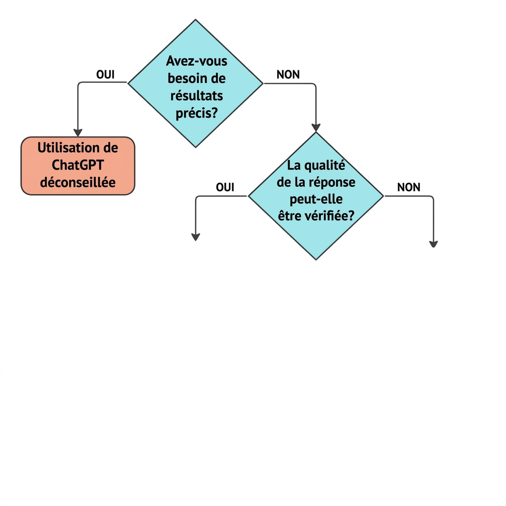Organigramme de quatre questions clés pour valider si un cas d'usage convient à ChatGPT.